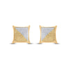 10kt Yellow Gold Mens Round Yellow Color Enhanced Diamond Kite Square Earrings 1/2 Cttw