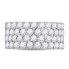 14kt White Gold Womens Round Diamond 4 Row Pave Wedding Band 3 Cttw