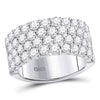 14kt White Gold Womens Round Diamond 4 Row Pave Wedding Band 3 Cttw