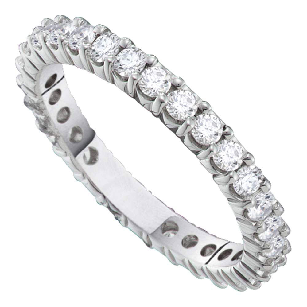 14kt White Gold Womens Round Pave-set Diamond Eternity Wedding Band 2 Cttw