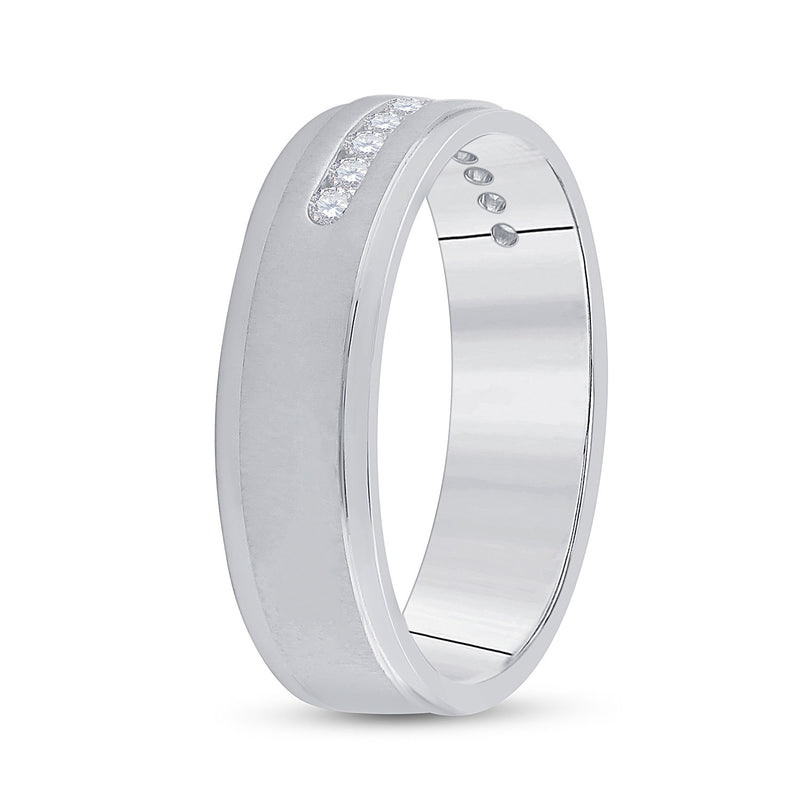 14kt White Gold Mens Round Diamond Single Row Wedding Band Ring 1/4 Cttw