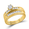 14kt Yellow Gold His Hers Round Diamond Solitaire Matching Wedding Set 1/2 Cttw