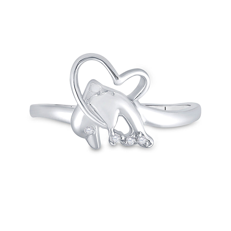 10kt White Gold Womens Round Diamond Dolphin Ring .02 Cttw