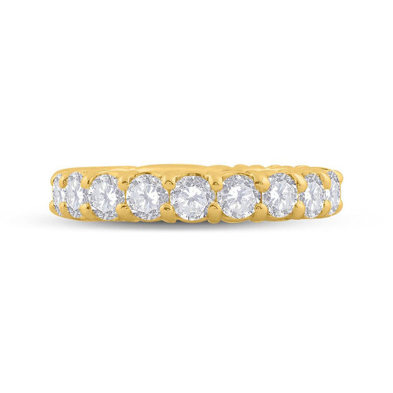 14kt Yellow Gold Womens Round Pave-set Diamond Eternity Wedding Band 3 Cttw