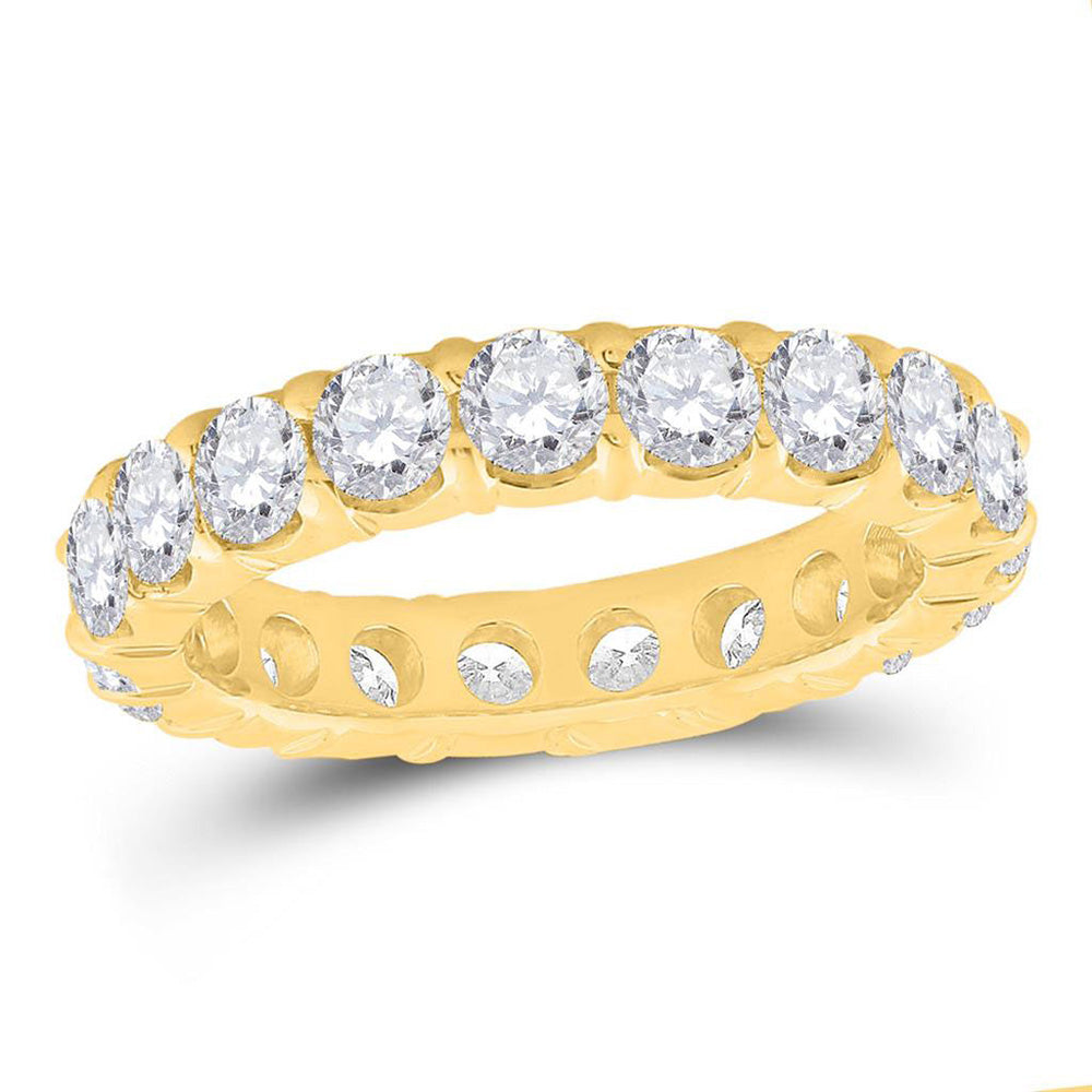 14kt Yellow Gold Womens Round Pave-set Diamond Eternity Wedding Band 3 Cttw