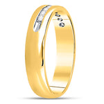 14kt Yellow Gold Mens Round Diamond Single-row Channel-set Wedding Band Ring 1/4 Cttw