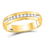 14kt Yellow Gold Mens Round Diamond Single-row Channel-set Wedding Band Ring 1/4 Cttw