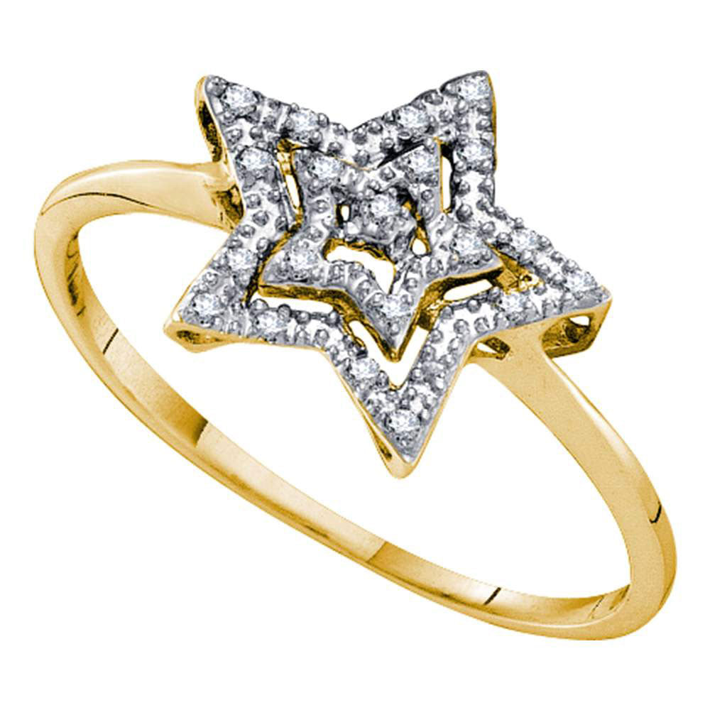 10kt Yellow Gold Womens Round Diamond Star Ring 1/20 Cttw