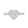 10kt White Gold Womens Round Diamond Slender Heart Cluster Ring 1/20 Cttw