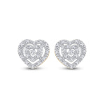 10kt Yellow Gold Womens Round Diamond Heart Earrings 1/12 Cttw