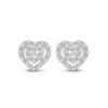 10kt White Gold Womens Round Diamond Heart Earrings 1/12 Cttw