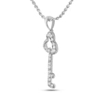 10kt White Gold Womens Round Diamond Trefoil Key Pendant 1/6 Cttw