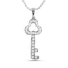 10kt White Gold Womens Round Diamond Trefoil Key Pendant 1/6 Cttw