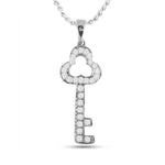 10kt White Gold Womens Round Diamond Trefoil Key Pendant 1/6 Cttw