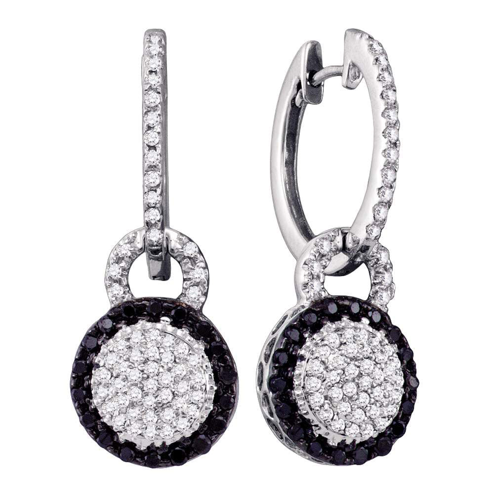 10kt White Gold Womens Round Black Color Enhanced Diamond Dangle Earrings 1/2 Cttw