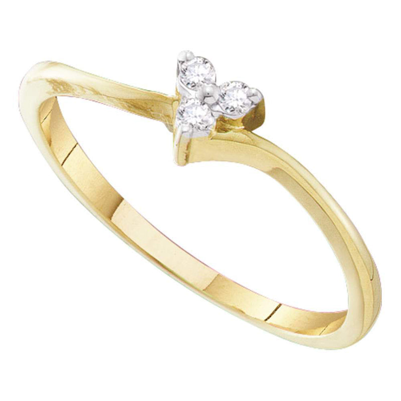 10kt Yellow Gold Womens Round Diamond Heart Promise Ring 1/20 Cttw