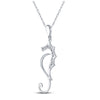 10kt White Gold Womens Round Diamond Sea Horse Animal Pendant 1/20 Cttw