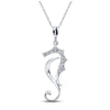 10kt White Gold Womens Round Diamond Sea Horse Animal Pendant 1/20 Cttw