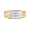 10kt Yellow Gold Mens Round Diamond Square Cluster Ring 1/8 Cttw