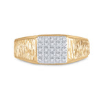 10kt Yellow Gold Mens Round Diamond Square Cluster Ring 1/8 Cttw