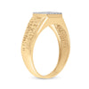 10kt Yellow Gold Mens Round Diamond Square Cluster Ring 1/8 Cttw