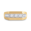 10kt Yellow Gold Mens Round Diamond Flat Top Band Ring 1 Cttw