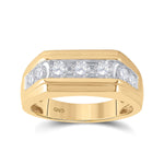 10kt Yellow Gold Mens Round Diamond Flat Top Band Ring 1 Cttw