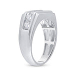 10kt White Gold Mens Round Diamond Flat Top Band Ring 1 Cttw