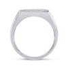 10kt White Gold Mens Round Diamond Flat Top Band Ring 1 Cttw