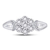 Sterling Silver Womens Round Diamond Flower Cluster Ring 1/10 Cttw