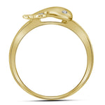 10kt Yellow Gold Womens Round Diamond Slender Dolphin Animal Fish Ring 1/20 Cttw