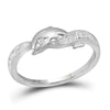 10kt White Gold Womens Round Diamond Dolphin Ring 1/20 Cttw