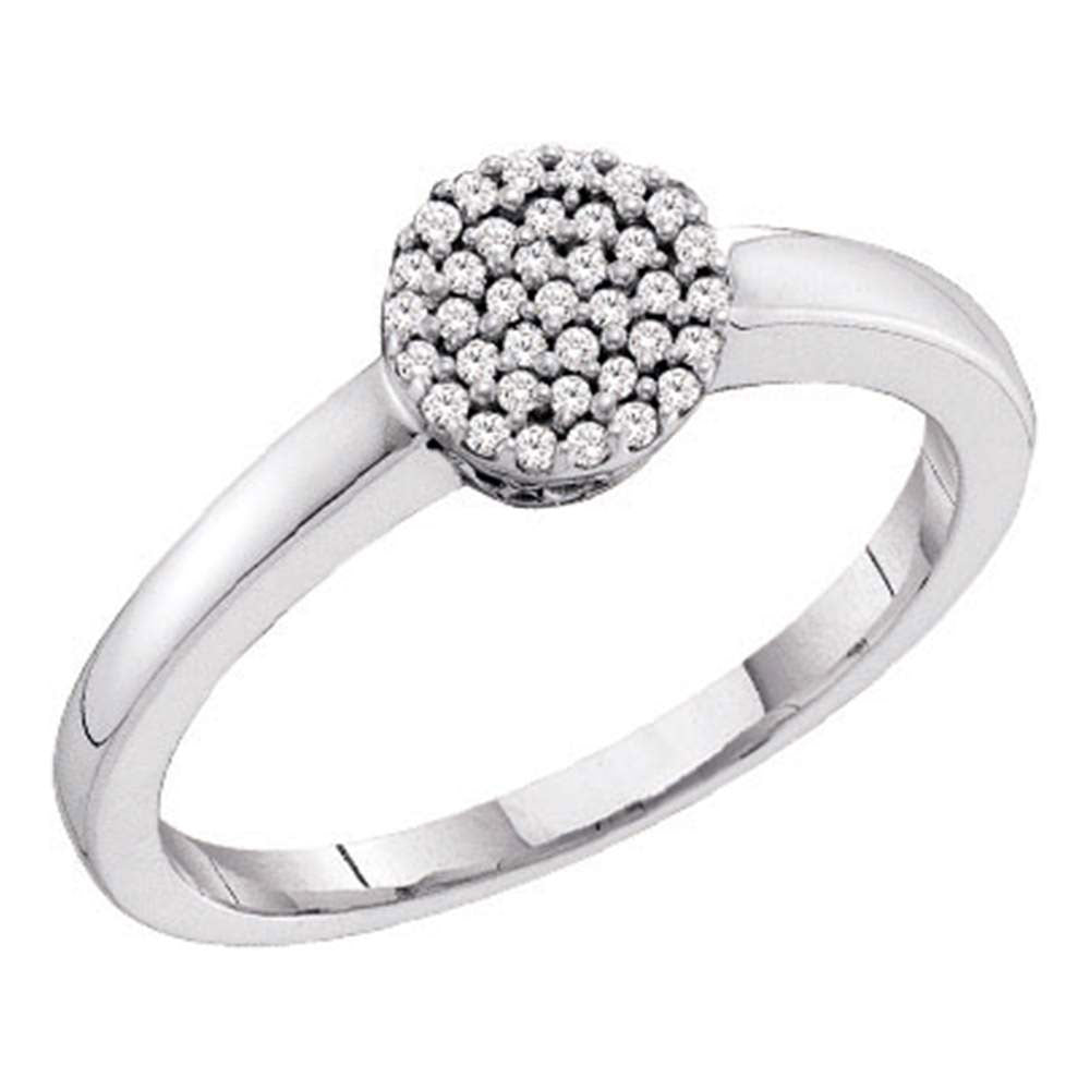 10kt White Gold Womens Round Diamond Cluster Ring 1/8 Cttw