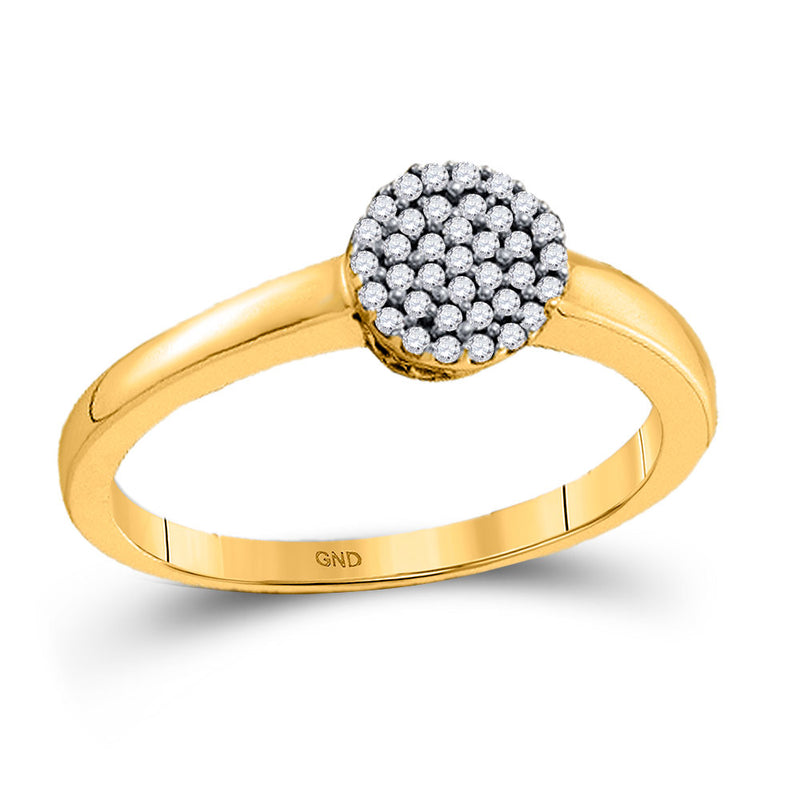 10kt Yellow Gold Womens Round Diamond Cluster Ring 1/8 Cttw