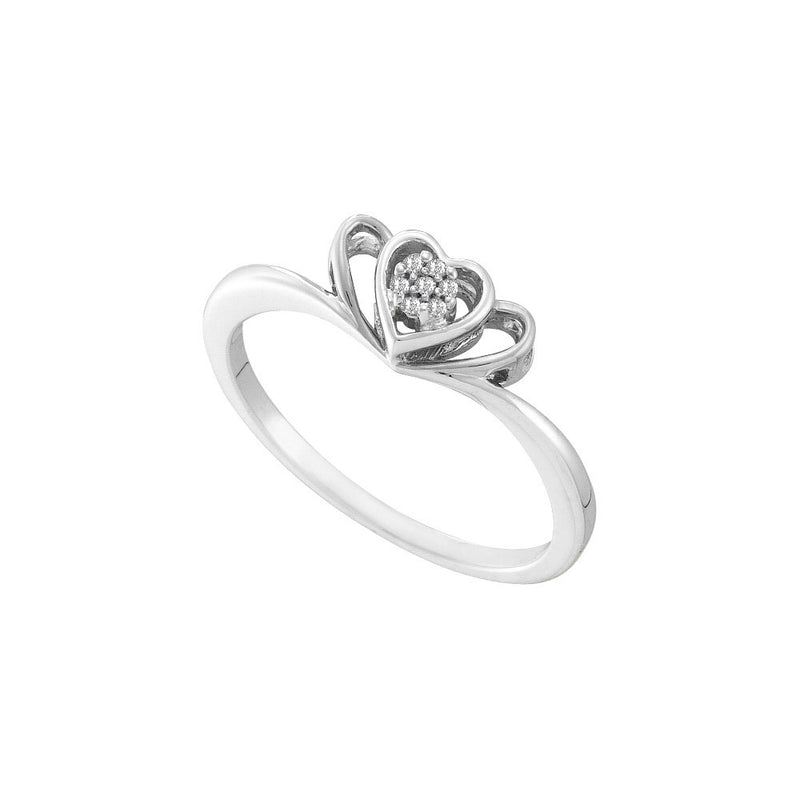 10kt Two-tone Gold Womens Round Diamond Heart Ring .02 Cttw