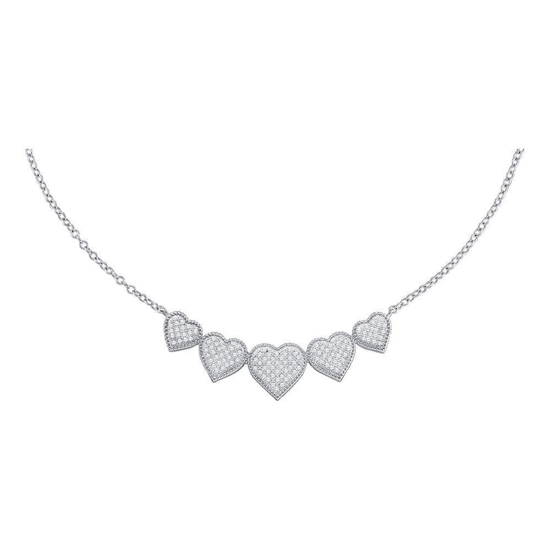 10kt White Gold Womens Round Diamond Heart Pendant Necklace 1/3 Cttw