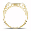 10kt Yellow Gold Mens Round Pave-set Diamond Concave Rectangle Cluster Ring 1/2 Cttw