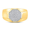 10kt Yellow Gold Mens Round Diamond Octagon Cluster Ring 1/4 Cttw