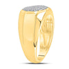 10kt Yellow Gold Mens Round Diamond Octagon Cluster Ring 1/4 Cttw