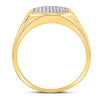 10kt Yellow Gold Mens Round Diamond Octagon Cluster Ring 1/4 Cttw