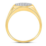 10kt Yellow Gold Mens Round Diamond Octagon Cluster Ring 1/4 Cttw