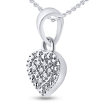 Sterling Silver Womens Round Diamond Heart Pendant .03 Cttw