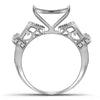 10kt White Gold Womens Round Diamond Elevated Square Cluster Ring 3/8 Cttw