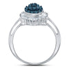 10kt White Gold Womens Round Blue Color Enhanced Diamond Framed Cluster Ring 1/2 Cttw