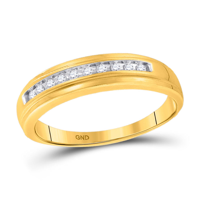 10kt Yellow Gold Mens Round Diamond Single Row Channel-set Wedding Band Ring 1/8 Cttw