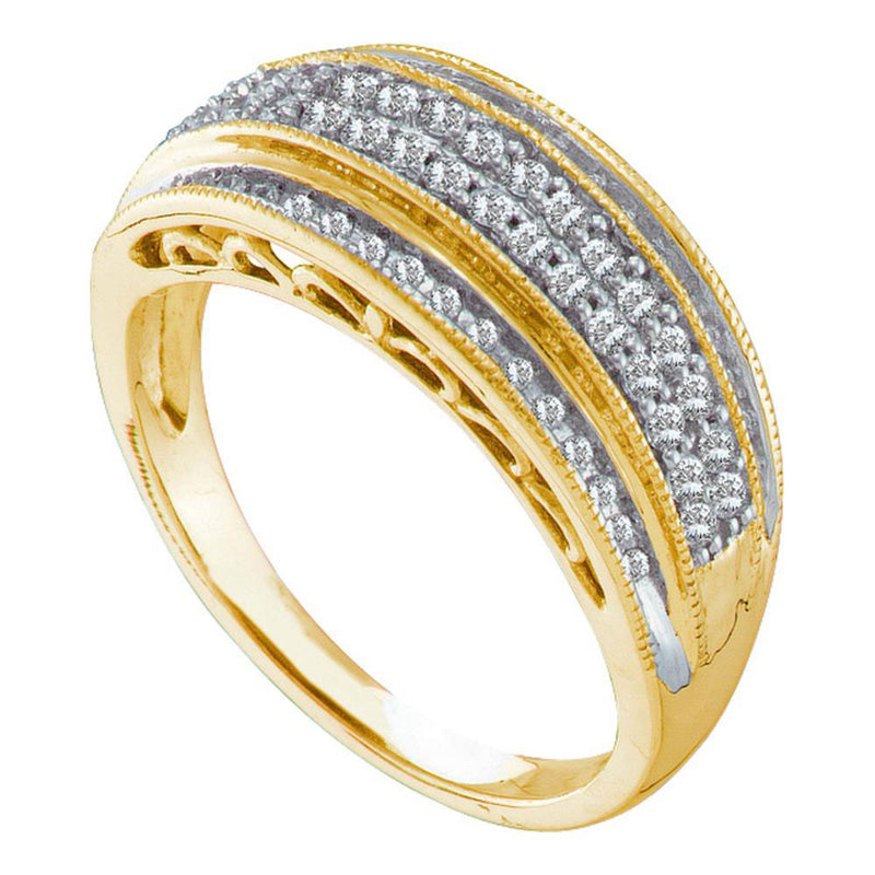 10kt Yellow Gold Womens Round Diamond Domed Band Ring 3/8 Cttw