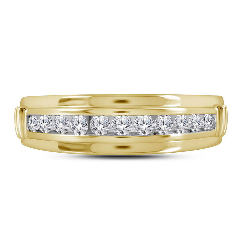 10kt Yellow Gold Mens Round Diamond Wedding Band Ring 1/2 Cttw