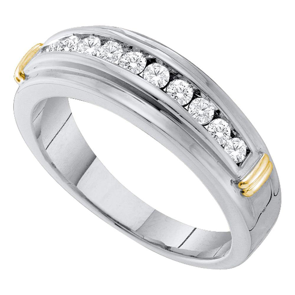 10kt White Gold Mens Round Diamond Wedding Band Ring 1/2 Cttw