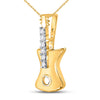 10kt Yellow Gold Womens Round Diamond Electric Guitar Music Instrument Pendant 1/20 Cttw