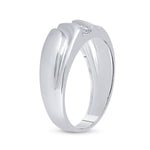 10kt White Gold Mens Round Diamond Wedding Single Row Band Ring 1/10 Cttw